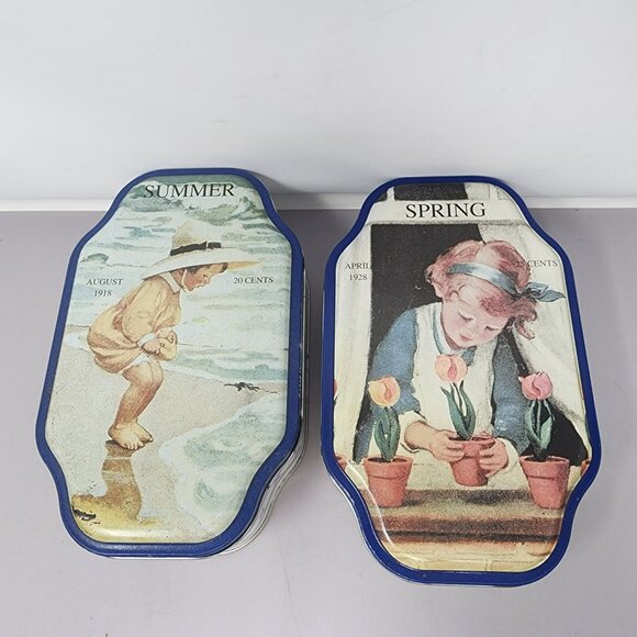 Vintage Good Housekeeping Seasonal Tin Set - Summer Spring Autumn‎ & Winter - Picture 6 of 16
